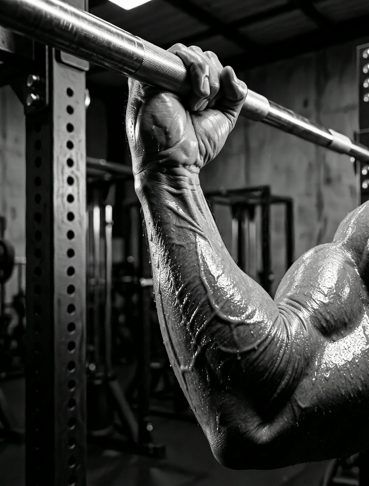 Close up of physical tension and muscular structure