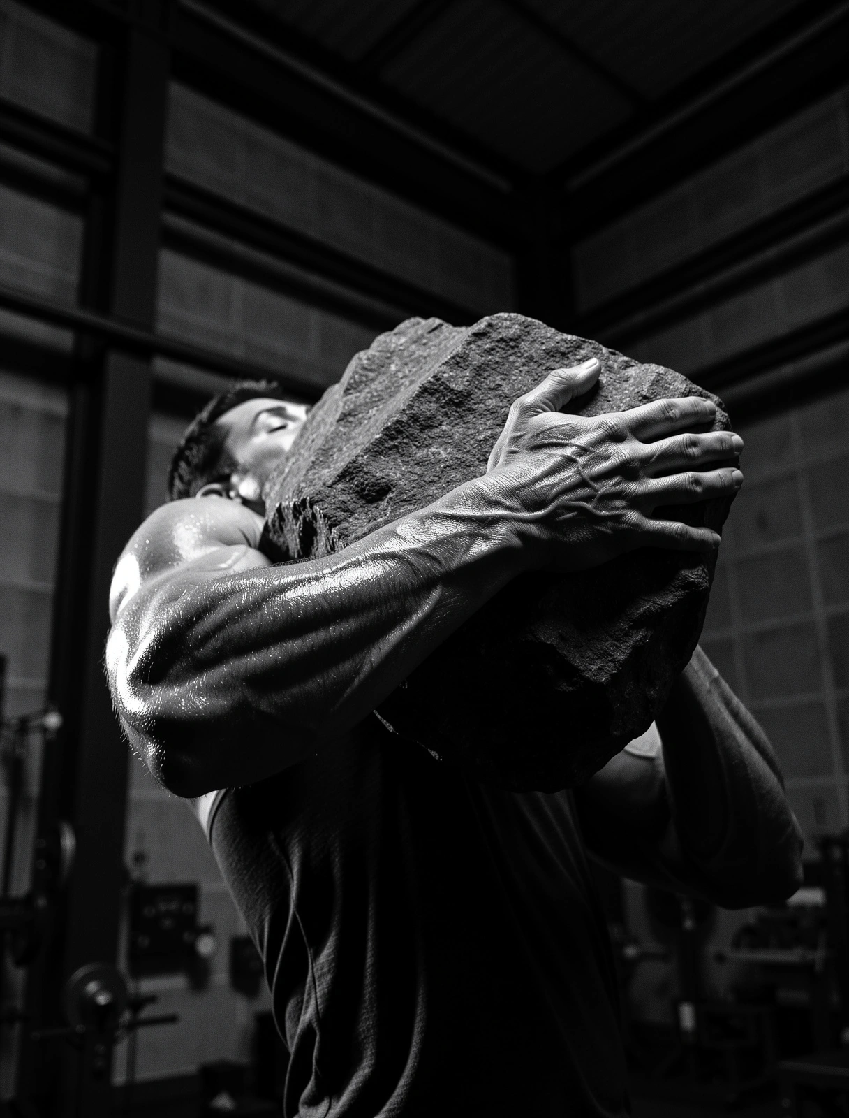 Intense physical tension and muscular anatomy