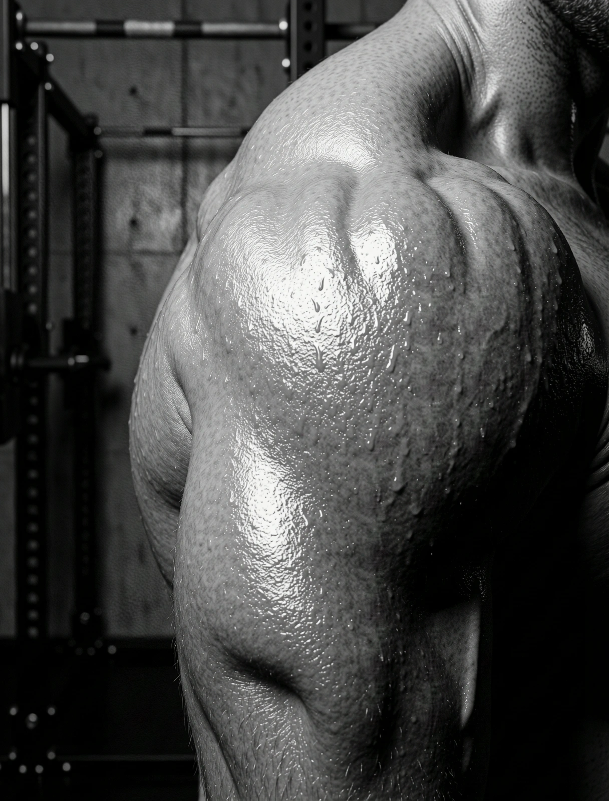 Close-up of human musculature in a scientific aesthetic